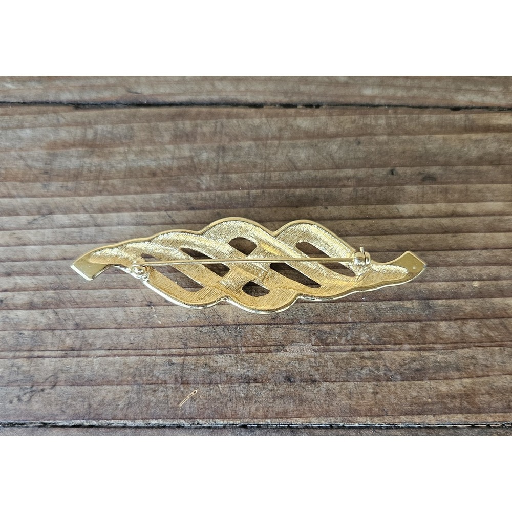 Vintage 1980's Monet Gold Tone Abstract Modernist Brooch 3" - Picture 2 of 5